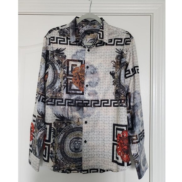 Pavini Mens Long Sleeve Printed Button Up shirt Size Medium - Picture 2 of 9